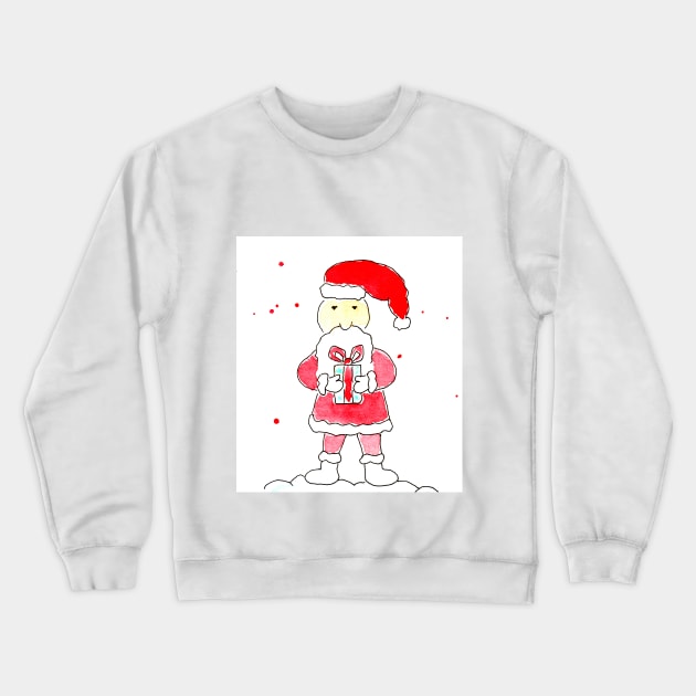 Santa Claus with a gift. Watercolor illustration on a winter theme, congratulations Crewneck Sweatshirt by grafinya